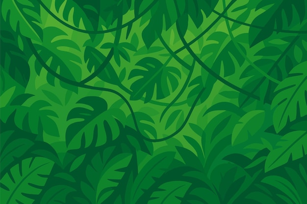 El denso follaje verde de la jungla