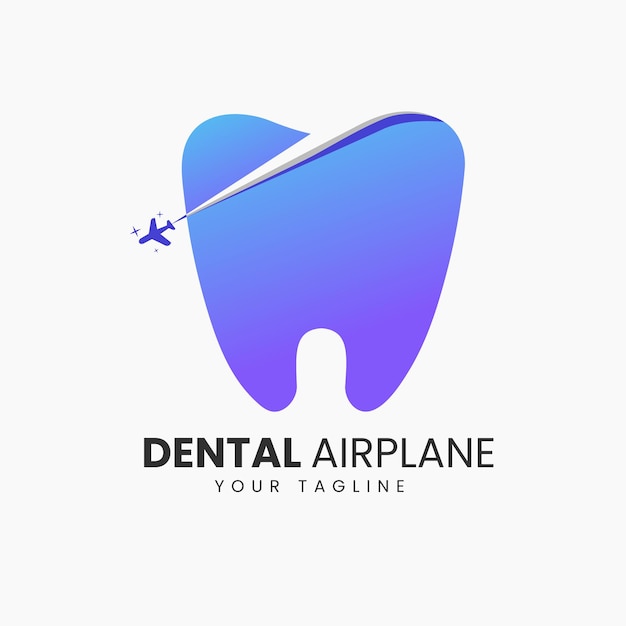 Dental con diseño de logotipo creativo de avión.