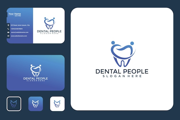 Dental con diseño de logotipo de personas y tarjeta de visita.