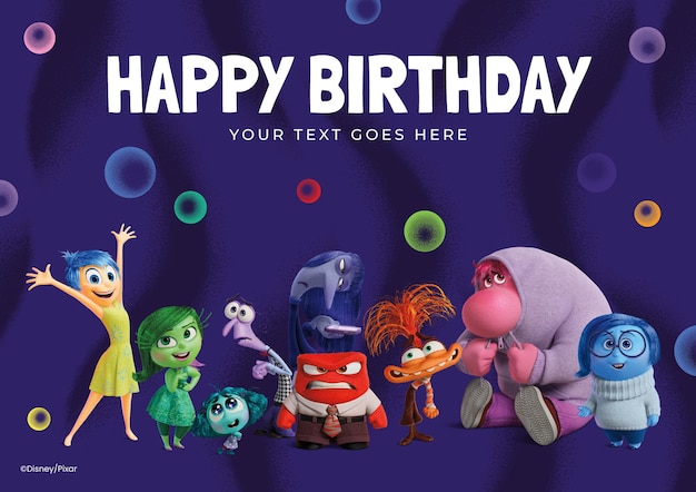 Dentro y afuera 2 tarjetas de cumpleaños de personajes
