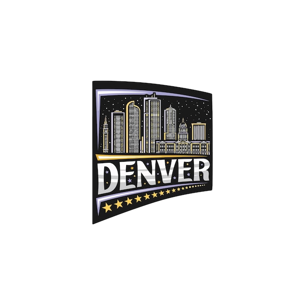 Denver Skyline Landmark Flag Sticker Emblem Badge Travel Souvenir Ilustración