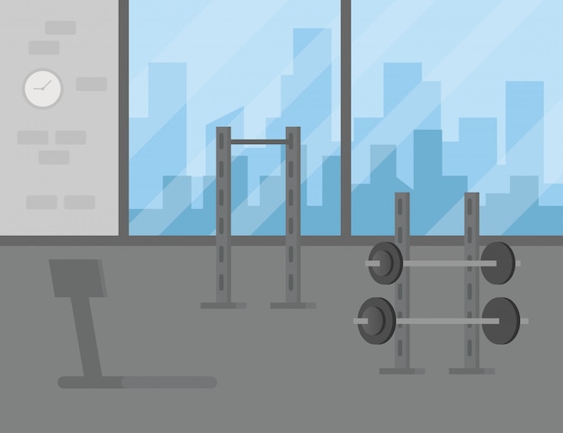 Vector deporte gimnasio interior ilustración de entrenamiento