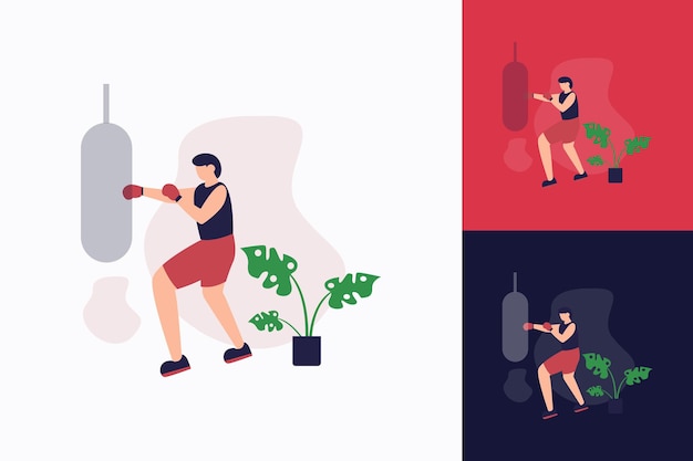 Deporte de ilustración plana de boxeo