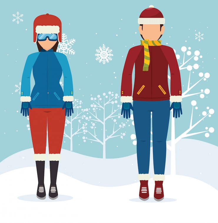Vector deporte de invierno y ropa de moda.
