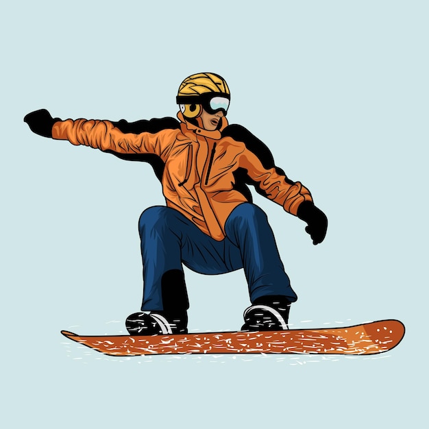 Deporte de invierno snowboarder salto arte vectorial