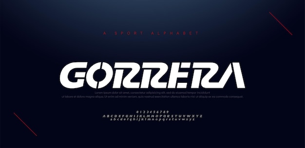 Deporte números y fuentes del alfabeto en cursiva moderna. Tipografía, tecnología abstracta, moda, digital, fuente de logotipo creativo futuro.