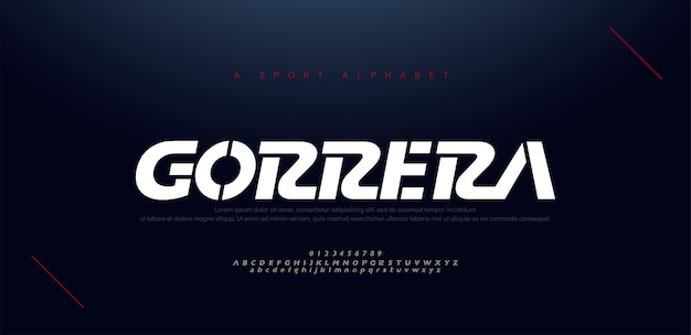 Deporte números y fuentes del alfabeto en cursiva moderna. tipografía, tecnología abstracta, moda, digital, fuente de logotipo creativo futuro.