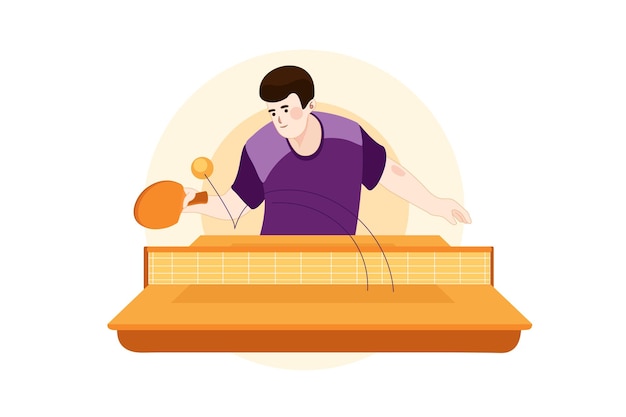 Deporte de tenis de mesa Concepto de ilustración en fondo blanco