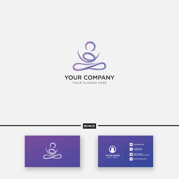 Vector deporte yoga simple logo diseño salud