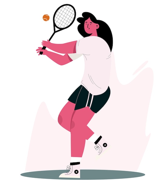 Deportes chica jugando tenis vector ilustración