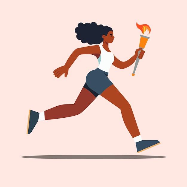 Deportes corriendo atleta chica con una antorcha portador de la antorcha