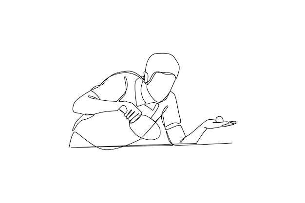 Deportes deportes concepto minimalista por diseño gráfico vectorial Un hombre jugando tenis de mesa en una competencia Diseño en blanco y negro línea simple rutina deportiva saludable