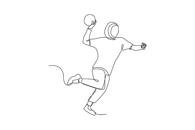 Deportes deportes concepto minimalista por diseño gráfico vectorial Una niña jugando pelota de mano Diseño en blanco y negro línea simple rutina deportiva saludable