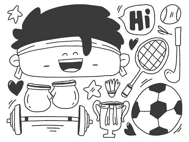 deportes doodle dibujos animados kawaii diseño