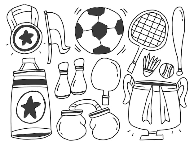 Deportes doodle dibujos animados kawaii diseño