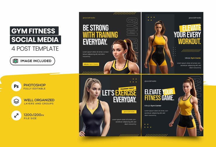 Deportes y fitness instagram 4 colección de publicaciones