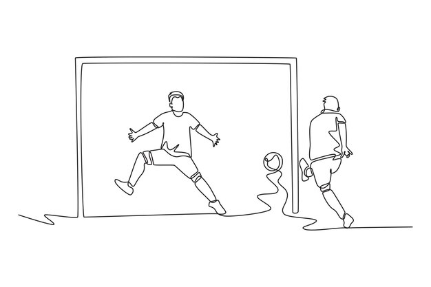 Deportes de futsal Concepto deportivo Diseño de dibujo de línea única Ilustración gráfica vectorial