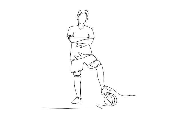 Deportes de futsal Concepto deportivo Diseño de dibujo de línea única Ilustración gráfica vectorial