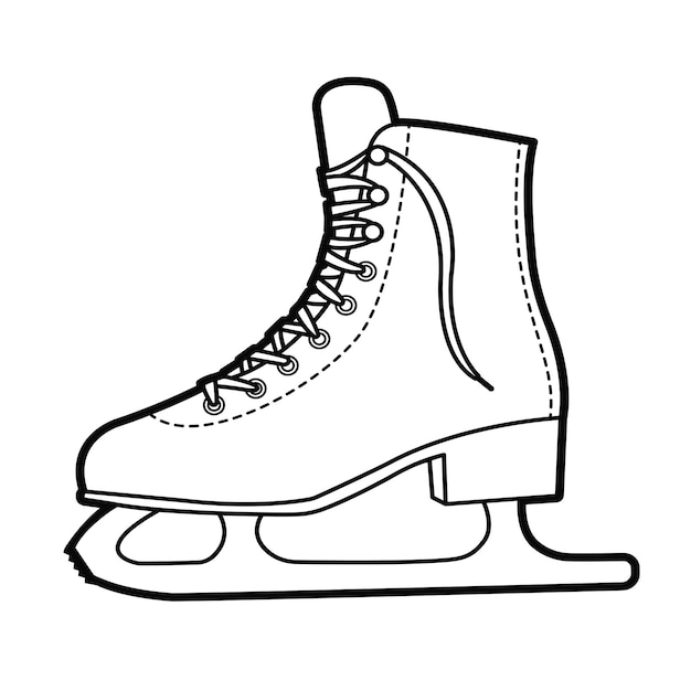 Deportes de invierno Patines artísticos Ilustración del contorno aislada en elementos de diseño de fondo blanco