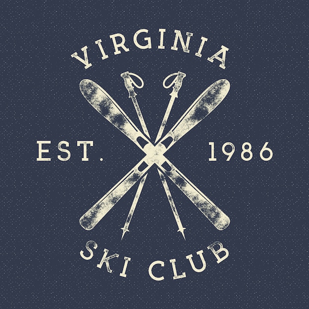 Deportes de invierno, ski club label. insignia de explorador de campamento de invierno vintage mountain. logo de aventura al aire libre.