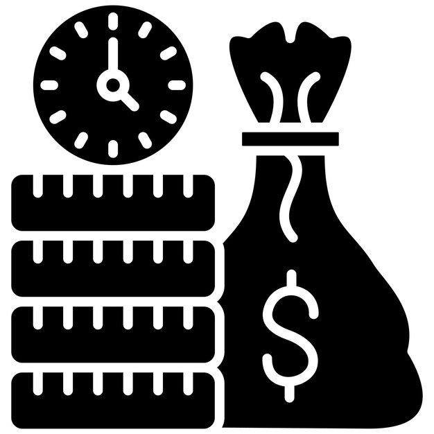 Depósito de tiempo Glyph Ilustración en negro sólido