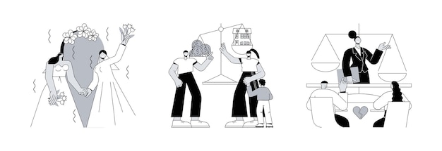 Derecho de familia concepto abstracto ilustraciones vectoriales