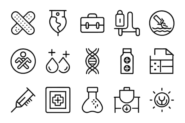 Dermatología ginecología oncología médica relacionada conjunto de iconos editables ilustración vectorial plana aislada fondo blanco