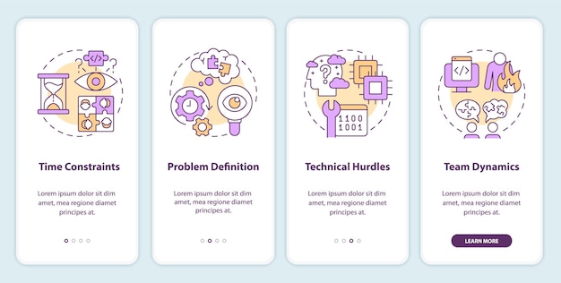 Desafíos de hackathon en la pantalla de la aplicación móvil