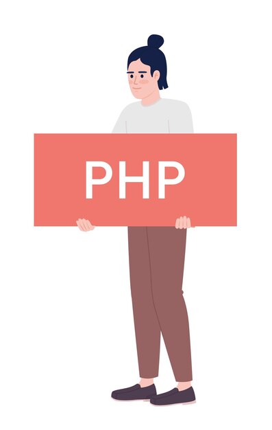 Desarrollador de PHP carácter vectorial de color semiplano
