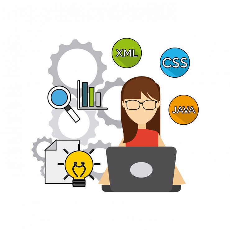 Vector desarrollador de software y programador