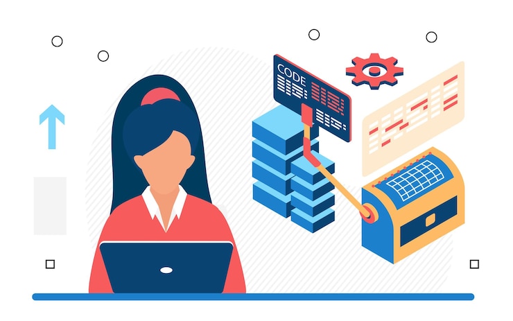 Vector desarrollador de software que mantiene el sistema de base de datos