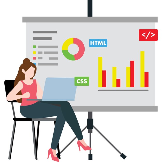 Desarrollador web que implementa mejoras técnicas de SEO Ilustración