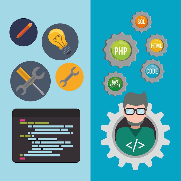 Vector desarrollador web responsive design