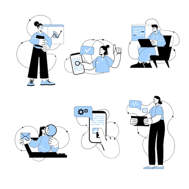 Desarrolladores de software de concepto azul