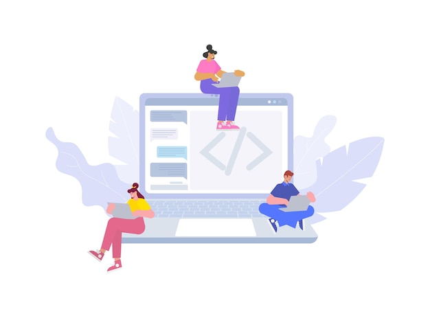 Desarrolladores trabajando juntos Concepto de tecnología moderna Ilustración vectorial