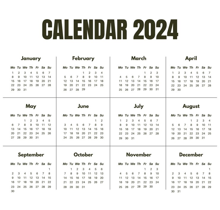 Vector desarrollar una plantilla de vector libre para la planificación y organización de eventos en 2024 utilizando un cal inglés