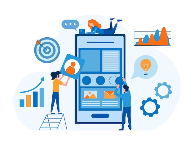 Desarrollo de aplicaciones móviles UI UX diseño aplicación constructor trabajo en equipo