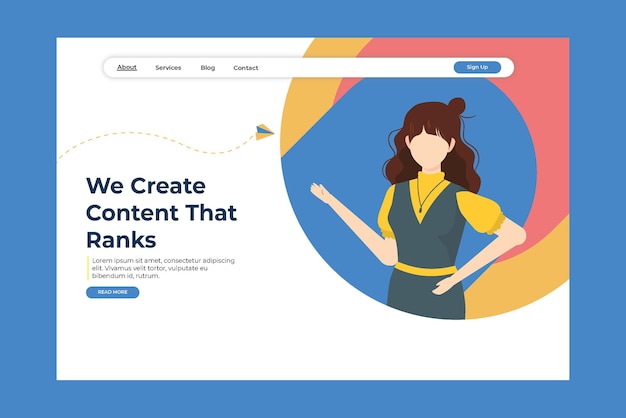 Desarrollo de banner web de gestión de marca o administrador de página de destino Vector Premium