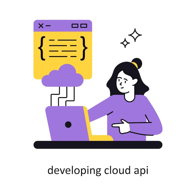desarrollo de cloud api Ilustración conceptual vectorial aislada en fondo blanco