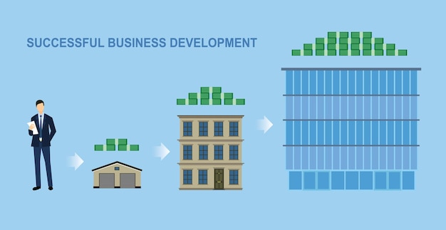 Desarrollo empresarial exitoso. ilustración vectorial