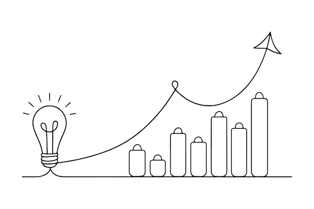 Desarrollo de la estrategia de negocio Ilustración vectorial de línea continua de línea continua sobre fondo blanco