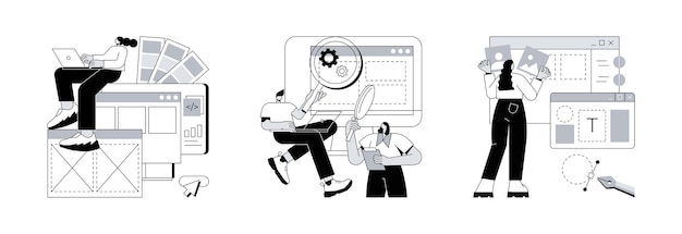 Desarrollo de interfaz de usuario concepto abstracto ilustraciones vectoriales