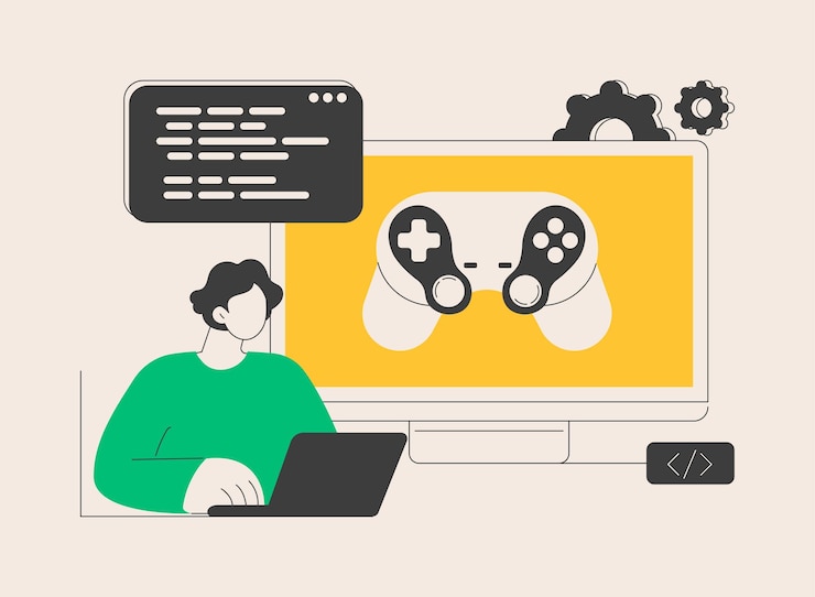 Vector desarrollo de juegos de computadora ilustración vectorial de conceptos abstractos