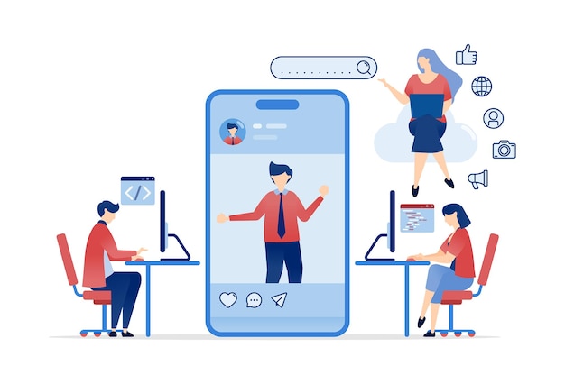 Desarrollo de medios sociales utilizando la nube y la tecnología de Internet Personas que trabajan como freelancers