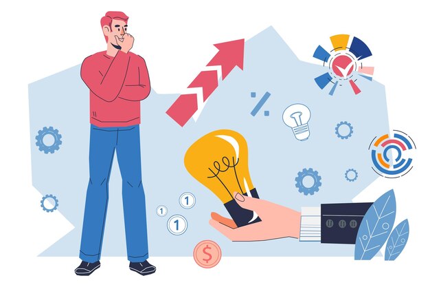 Desarrollo de negocios e ideas de inversión ilustración vectorial plana aislada