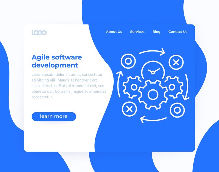 Vector desarrollo de software ágil, plantilla de sitio web, vector