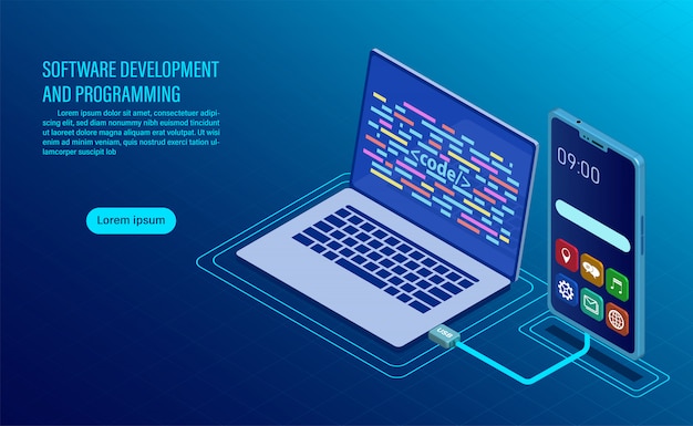 Desarrollo de software y codificación. programación de concepto. procesamiento de datos. código de computadora con interfaz de ventana.