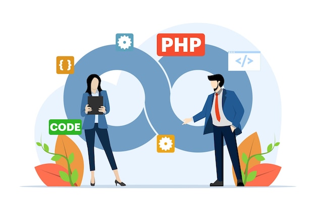 desarrollo de software y operaciones práctica de programador concepto ilustración vectorial