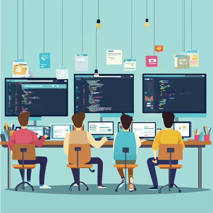 Vector desarrollo web colaborativo una ilustración vectorial