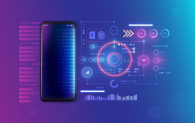 Desarrollo web para concepto de teléfono móvil. Cree software y aplicación para teléfonos inteligentes móviles. Código del sitio de programación o codificación.